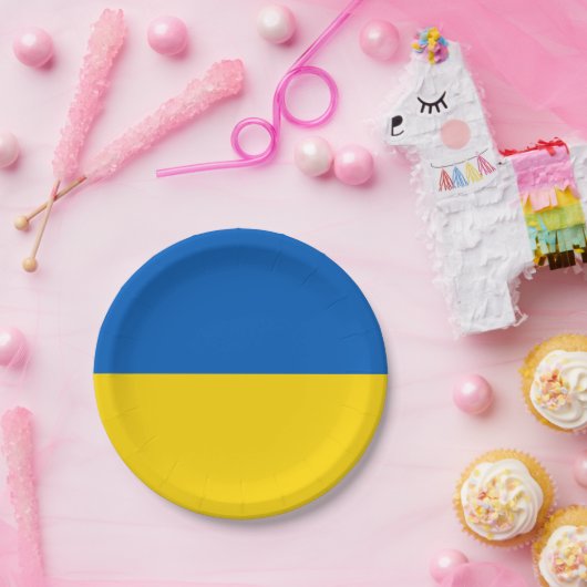 Oekraïnse vlag papieren bordje (Feest)