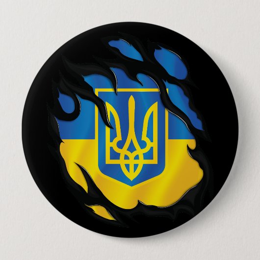 Oekraïnse vlag ronde button 4,0 cm (Voorkant)