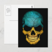 Oekraïnse vlag schedel op zwart briefkaart (Voorkant / Achterkant)