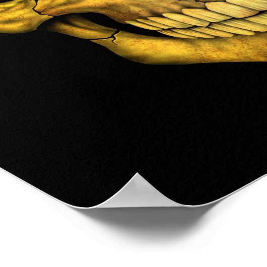 Oekraïnse vlag schedel op zwart poster (Hoek)