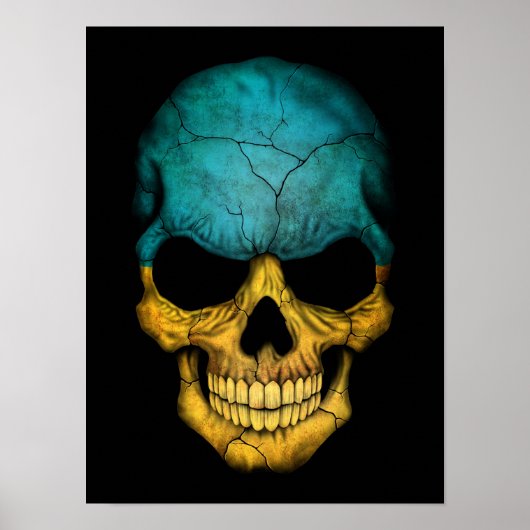 Oekraïnse vlag schedel op zwart poster (Voorkant)