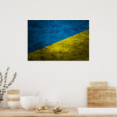 Oekraïnse vlag tegen muur poster (Keuken)