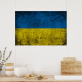Oekraïnse vlag tegen muur poster (Keuken)