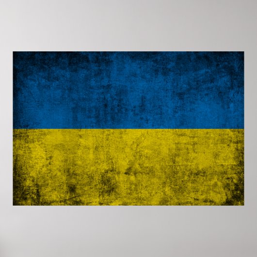 Oekraïnse vlag tegen muur poster (Voorkant)