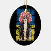 Oekraïnse vlag Versterkt Oekraïnse meisjesdorp Keramisch Ornament (Rechts)