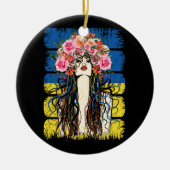 Oekraïnse vlag Versterkt Oekraïnse meisjesdorp Keramisch Ornament (Voorkant)