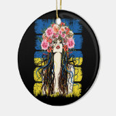 Oekraïnse vlag Versterkt Oekraïnse meisjesdorp Keramisch Ornament (Links)