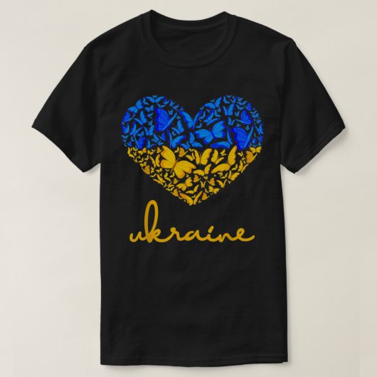 Oekraïnse vlag Vrede Oekraïne Vlag Butterfly Heart T-shirt (Design voorkant)