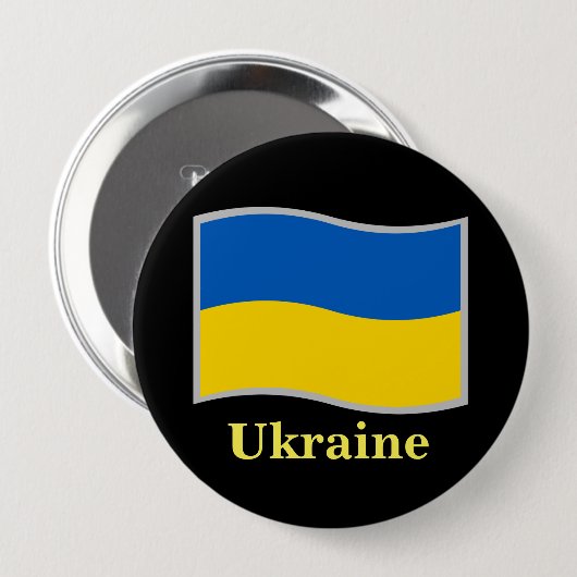 Oekraïnse vlag zwaait ronde button 4,0 cm (Voorkant /achterkant)