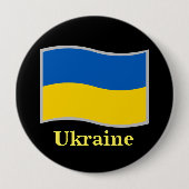 Oekraïnse vlag zwaait ronde button 4,0 cm (Voorkant)