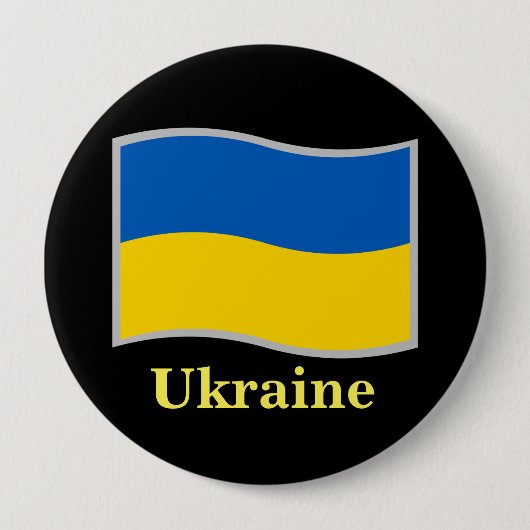 Oekraïnse vlag zwaait ronde button 4,0 cm (Voorkant)