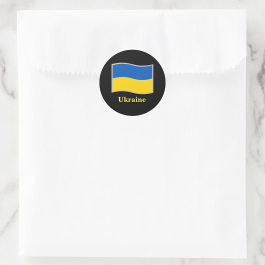 Oekraïnse vlag zwaait ronde sticker (Tas)