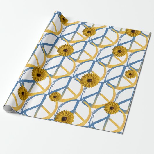 Oekraïnse vredessymbool Onderteken Zonbloemen Oekr Cadeaupapier (Uitgerold)