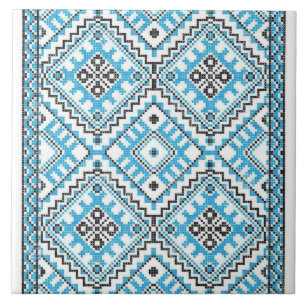 Oekraïnse Vyshyvanka Blue Embroidery Tegeltje