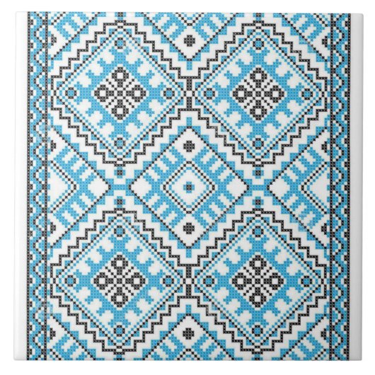 Oekraïnse Vyshyvanka Blue Embroidery Tegeltje (Voorkant)