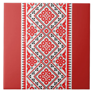 Oekraïnse Vyshyvanka Red Embroidery Tegeltje