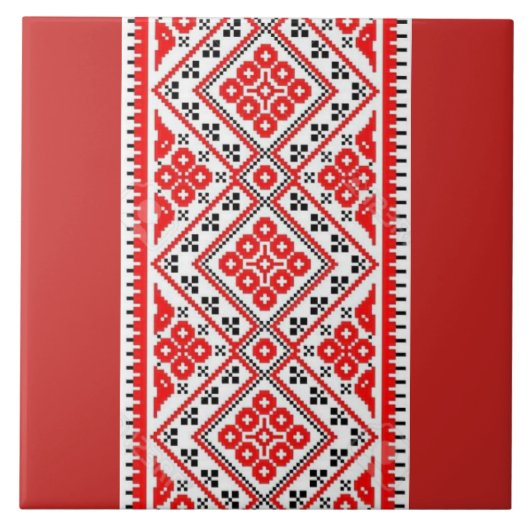 Oekraïnse Vyshyvanka Red Embroidery Tegeltje (Voorkant)