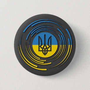 Oekraïnse wapenmunt Vlag Blauwe Geel Ronde Button 5,7 Cm