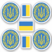 Oekraïnse wapenschild en vlaggen sticker (Voorkant)