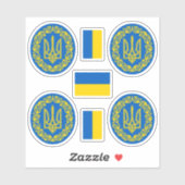Oekraïnse wapenschild en vlaggen sticker (Vel)