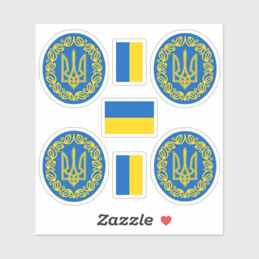 Oekraïnse wapenschild en vlaggen sticker (Vel)
