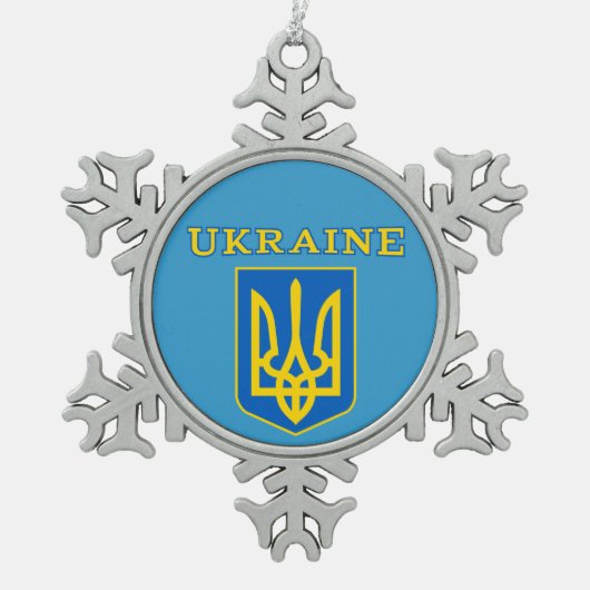 Oekraïnse wapenschild tin sneeuwvlok ornament (Voorkant)