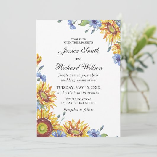 Oekraïnse Waterverf bruiloft Kaart (Staand voorkant)