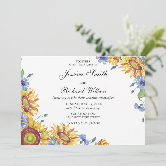 Oekraïnse Waterverf bruiloft Kaart (Staand voorkant)