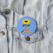 Oekraïnse "yellow blue" zonnebloem kleurrijk ronde button 7,6 cm (In situ)