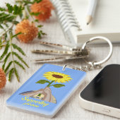 Oekraïnse "yellow blue" zonnebloem kleurrijk sleutelhanger (Voorkant Rechts)