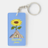 Oekraïnse "yellow blue" zonnebloem kleurrijk sleutelhanger (achterkant)