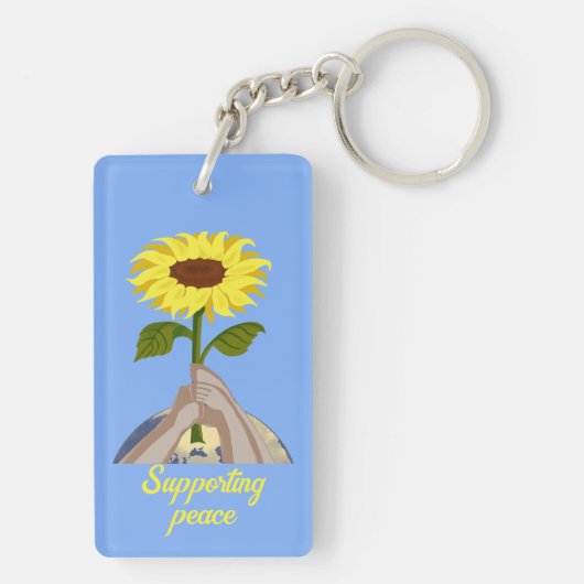 Oekraïnse "yellow blue" zonnebloem kleurrijk sleutelhanger (achterkant)