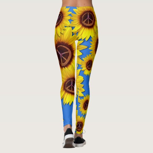 Oekraïnse Zonnebloem Vredessymbool Anti-Oorlogslie Leggings (Achterkant)