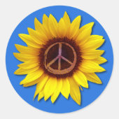 Oekraïnse Zonnebloem Vredessymbool Anti-Oorlogslie Ronde Sticker (Voorkant)