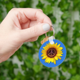 Oekraïnse Zonnebloem Vredessymbool Anti-Oorlogslie Sleutelhanger