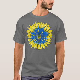 Oekraïnse Zonnebloemretro Floral Oekraïense vlag T-shirt