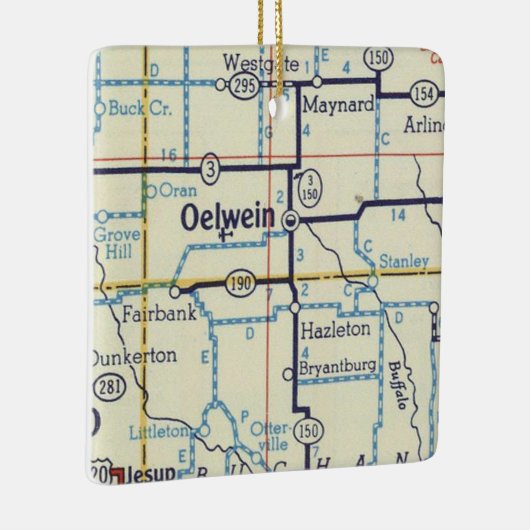 Oelwein Iowa  kaart Keramisch Ornament (Rechts)