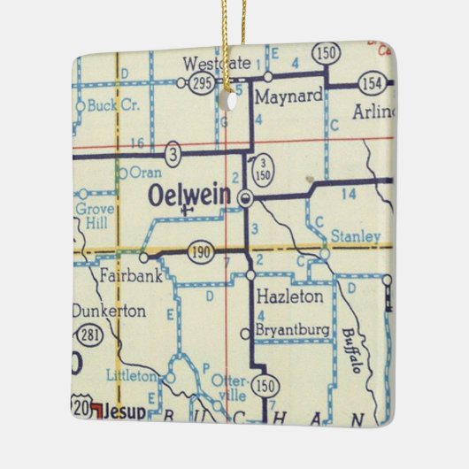 Oelwein Iowa  kaart Keramisch Ornament (Links)
