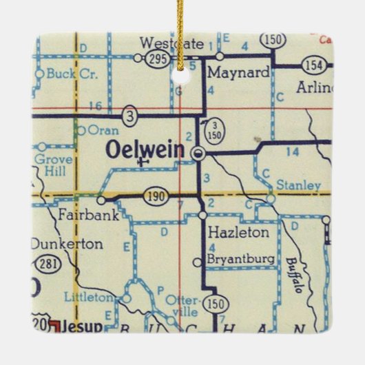 Oelwein Iowa  kaart Keramisch Ornament (Achterkant)