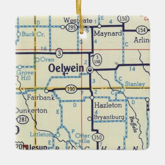 Oelwein Iowa  kaart Keramisch Ornament (Voorkant)