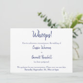 Oeps! Aankondiging van marineWhite Postponed Weddi (Staand voorkant)