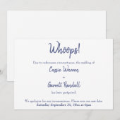 Oeps! Aankondiging van marineWhite Postponed Weddi (Voorkant / Achterkant)