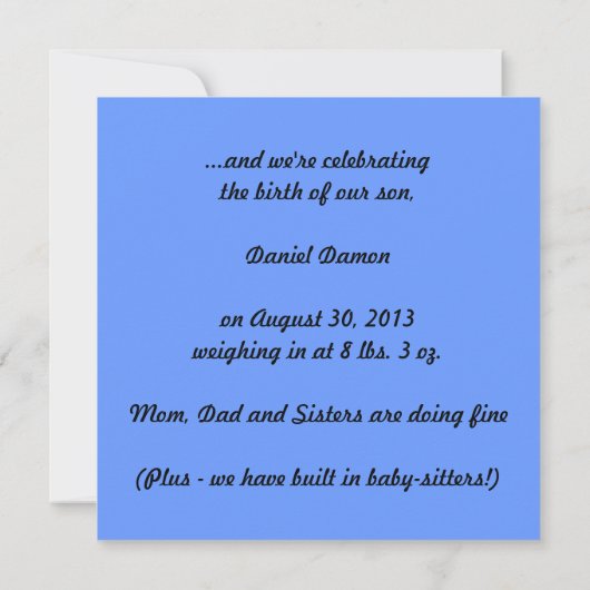 "Oeps"-baby Kaart (Achterkant)