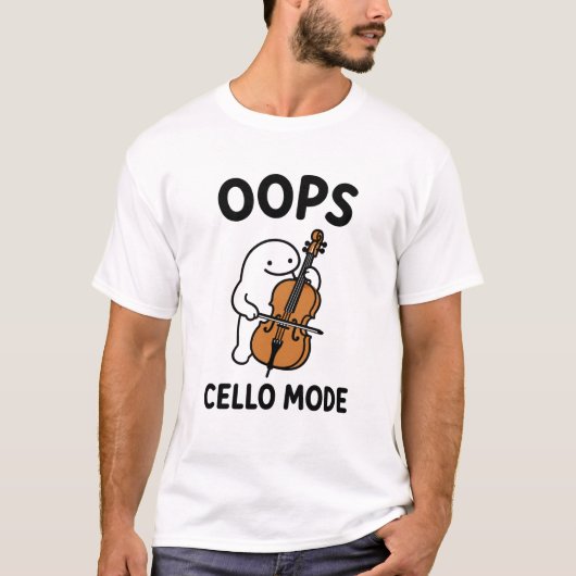 Oeps Cello Modus Grappig Schattig Cellist Karakter T-shirt (Voorkant)