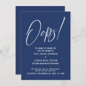 Oeps! Funny Delayed Wedding Simple Navy Card Kaart (Voorkant / Achterkant)