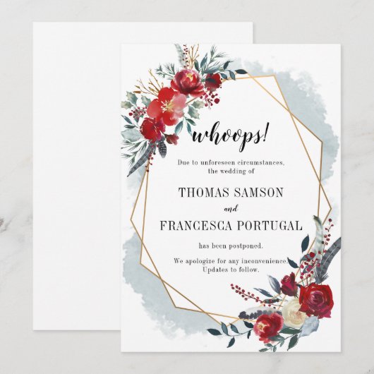 Oeps! Gold Geometric Boho Floral Uitstel Kaart (Voorkant / Achterkant)