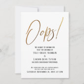 Oeps! Grappige Goud Vertraagde Bruiloft Aankondigi Kaart (Voorkant)