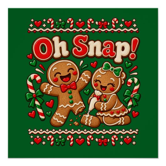 Oeps, grappige kerstmannen van peperkoek perfect poster (Voorkant)
