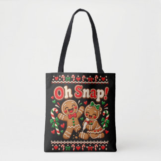 Oeps, grappige kerstmannen van peperkoek tote bag