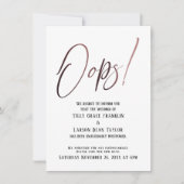 Oeps! Grappige vertraagde bruiloft aankondiging (Voorkant)